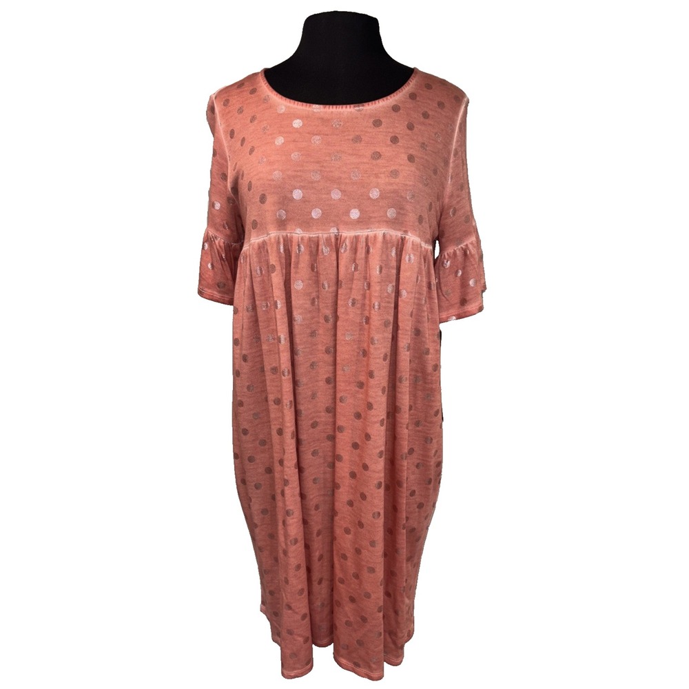 NEW Dantelle Babydoll Dress Women Size M Shara Sky Ruffle Short Sleeve Polka Dot